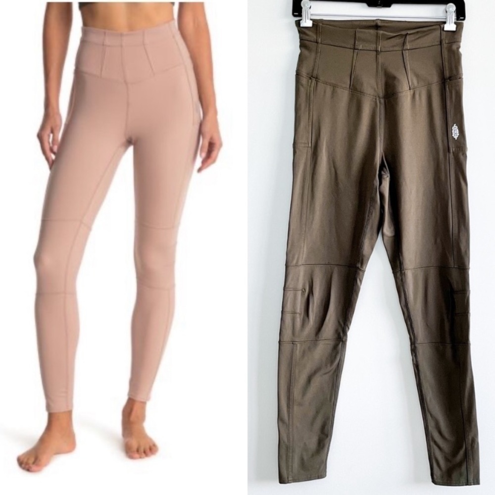 Free People Movement Keep It Up High Waisted Army Green Leggings Size XS